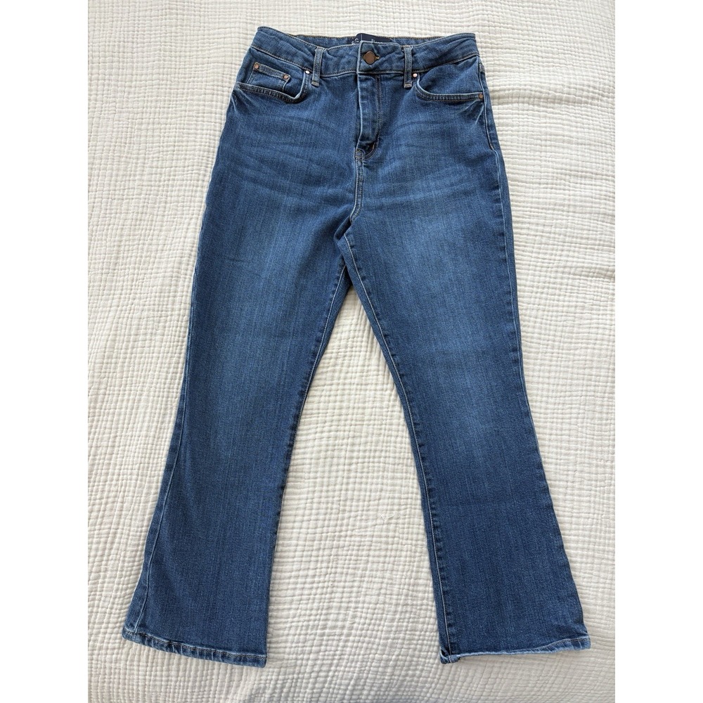 Boden Jeans Womens Size 8 Blue Denim Flare Cotton Stretch Pockets Zip Button‎